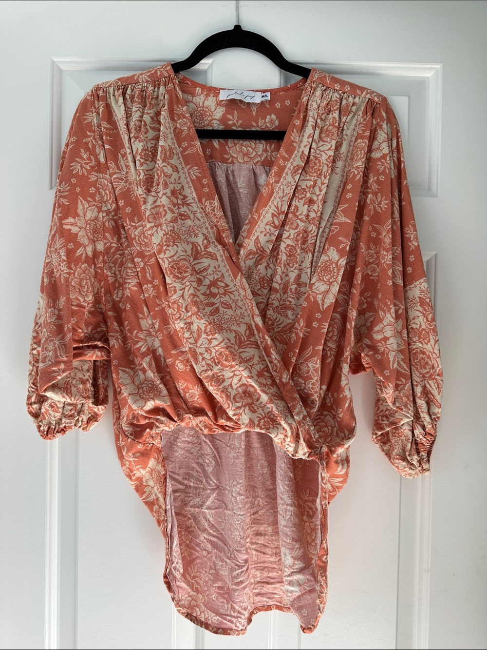Petal & Pup Dusty Coral Floral Wrap Blouse
